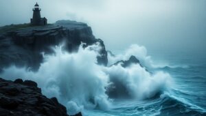 Lighthouse in Monochrome Mood – free AI stock image