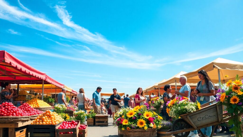 Lively Day at the Farmers Market – free AI stock image