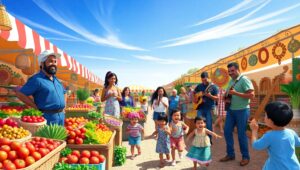 Lively Day at the Farmers Market MdE – free AI stock image