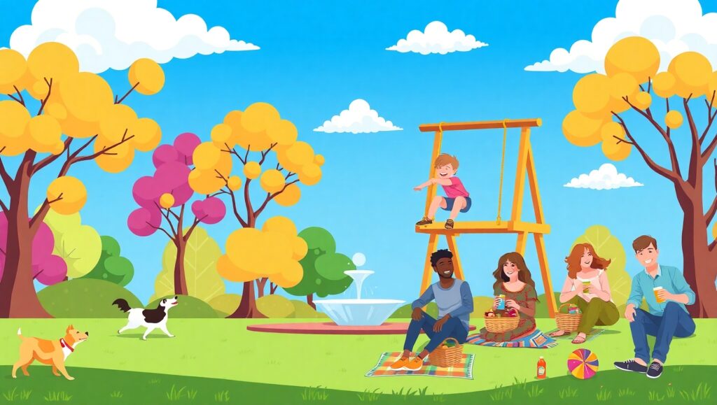 Lively Day at the Urban Park – free AI stock image