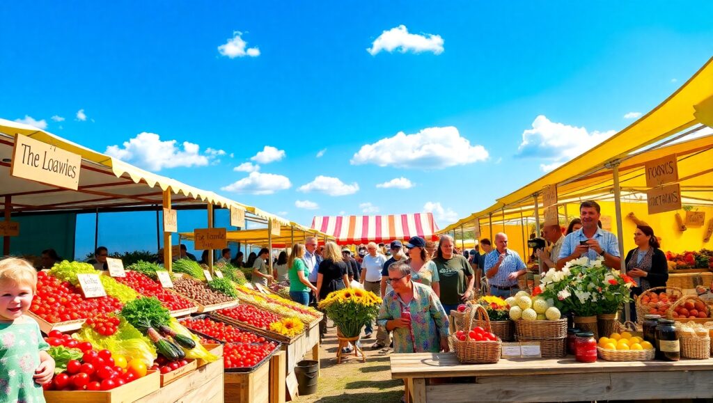 Lively Scene at the Farmers Market – free AI stock image