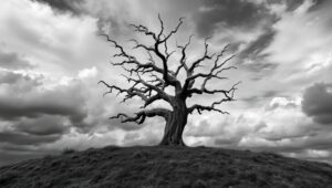 Lonely Tree on a Hillside – free AI stock image