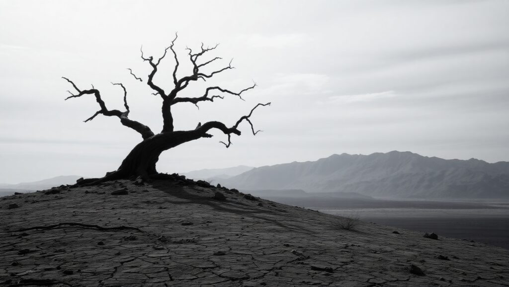 Lonely Tree on Barren Hill – free AI stock image
