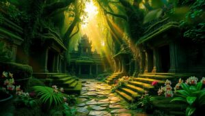 Lost City Among the Vines – free AI stock image