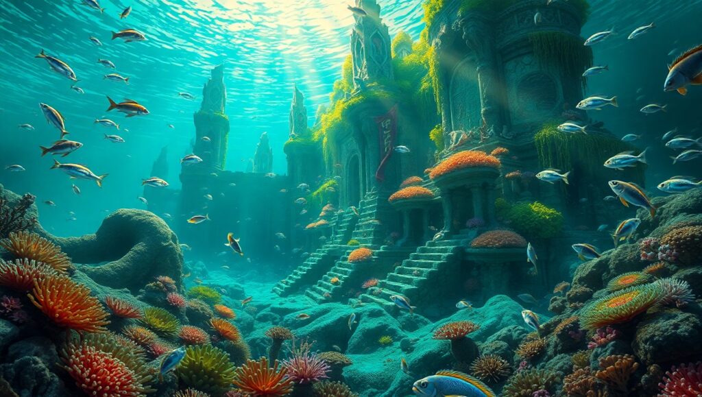 Lost City Beneath the Waves cYK – free AI stock image
