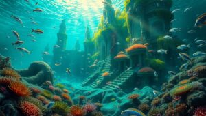 Lost City Beneath the Waves cYK – free AI stock image