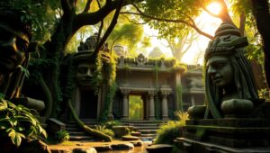 Lost Temple in the Jungle – free AI stock image