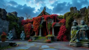Lost Temple of Nature’s Spirit – free AI stock image