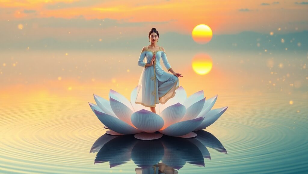 Lotus Yoga at Sunset – free AI stock image