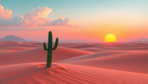Low-Poly Desert Serenity at Sunset – free AI stock image