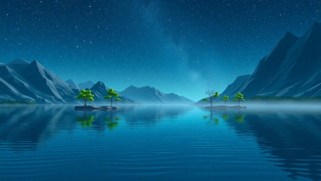Low-Poly Night by the – free AI stock image
