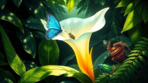 Luminescent Flora in Jungle Setting – free AI stock image