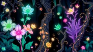 Luminescent Flora of the Enchanted Forest – free AI stock image
