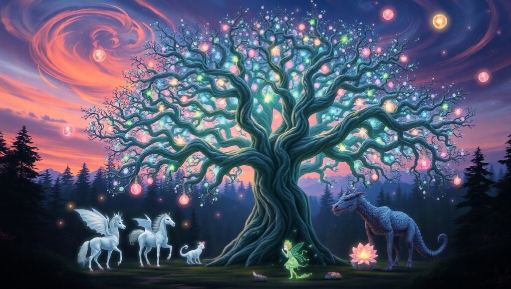Luminescent Forest of Enchantment – free AI stock image