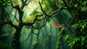 Luminous Rainforest Canopy Escape – free AI stock image