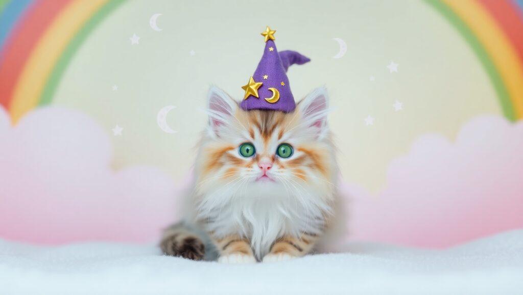 Magical Kitten Under the Stars – free AI stock image