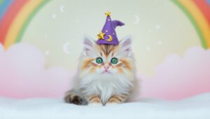 Magical Kitten Under the Stars – free AI stock image