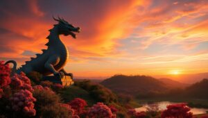 Majestic Bronze Guardian of the Valley – free AI stock image