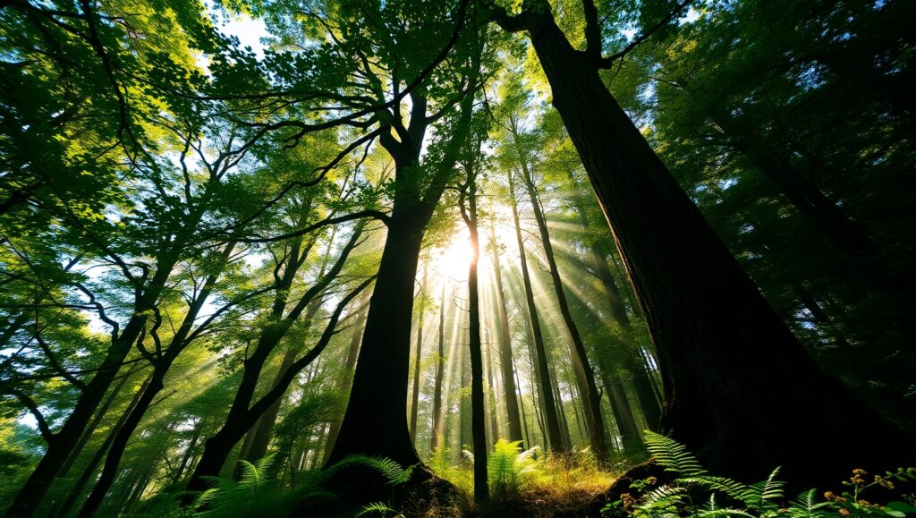 Majestic Forest In A New Light – free AI stock image