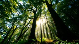 Majestic Forest In A New Light – free AI stock image