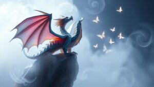 Majestic Origami Dragon on a Cliff – free AI stock image