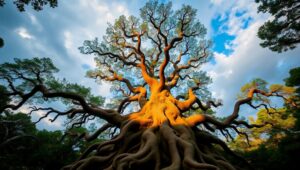 Majestic Tree Beneath the Clouds – free AI stock image