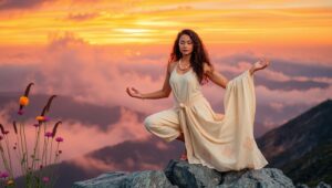 Meditation at the Mountain Peak – free AI stock image