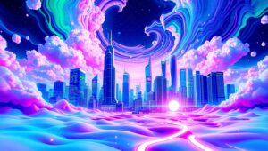 Melting City of Vibrant Distortion – free AI stock image