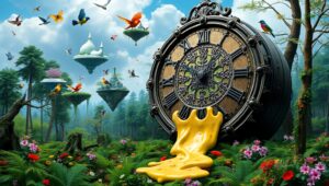 Melting Time in a Colorful Realm – free AI stock image