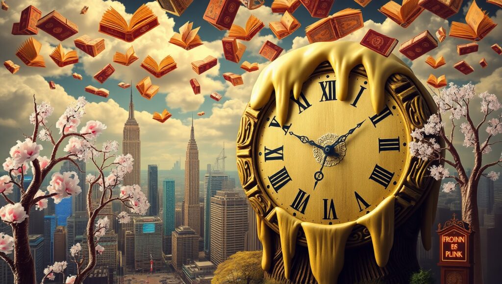 Melting Time in a Fantastical City – free AI stock image