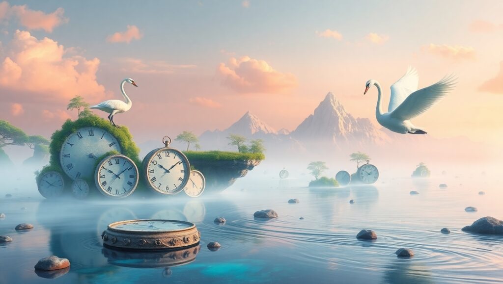 Melting Time in a Floating Realm – free AI stock image