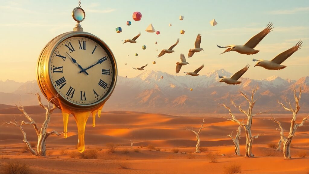 Melting Time in a Glass Forest – free AI stock image