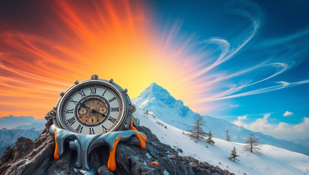 Melting Time Over a Colorful Landscape – free AI stock image