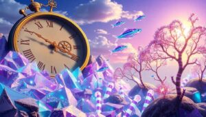 Melting Time Over Glass Mountains – free AI stock image