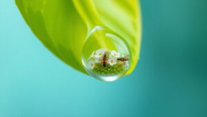 Micro World in a Dewdrop – free AI stock image