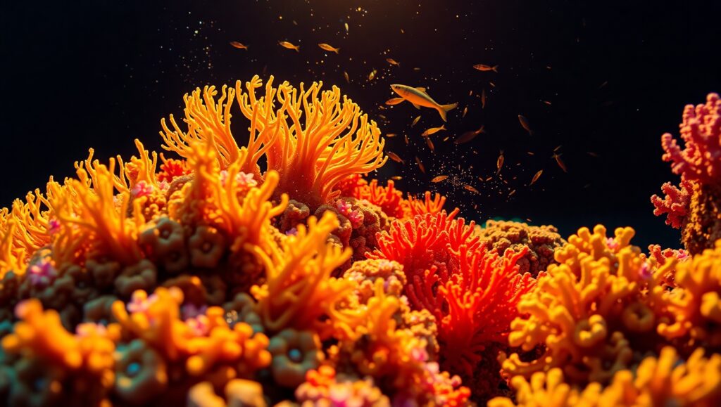 Microscopic Wonders of Coral Reefs kz1 – free AI stock image