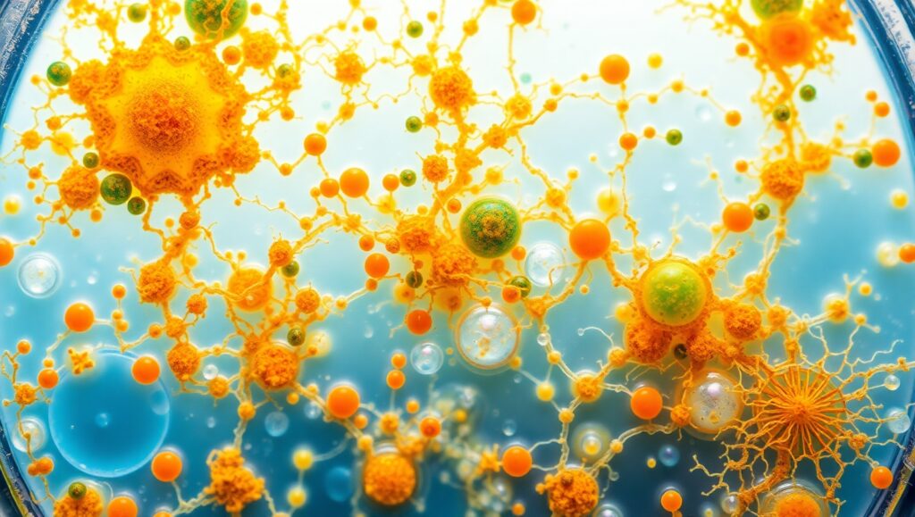 Microscopic World of Biofilm Patterns – free AI stock image