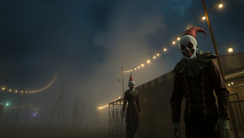 Midnight at the Haunted Carnival – free AI stock image