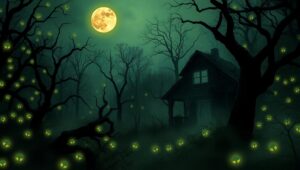 Midnight Haunt in a Dark Forest – free AI stock image