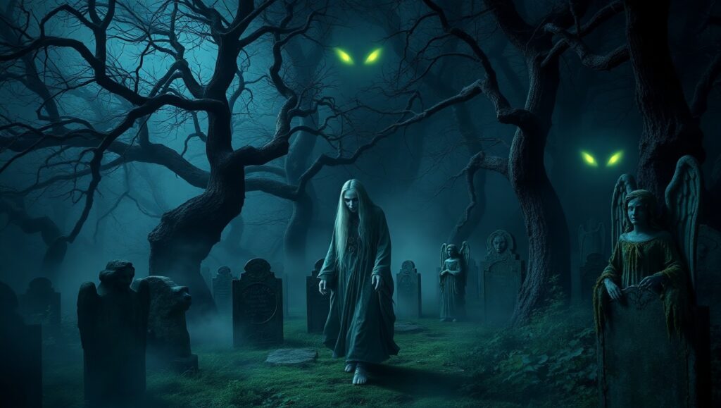 Midnight Haunt in a Forgotten Forest – free AI stock image