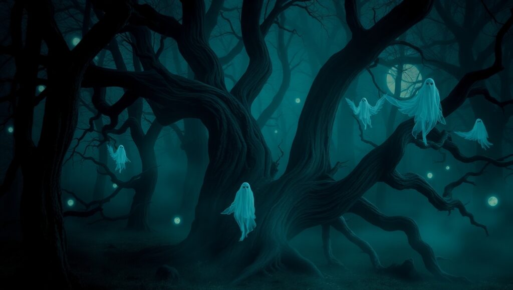 Midnight Haunting in the Forest – free AI stock image