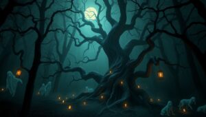 Midnight Haunting in the Forest 7tZ – free AI stock image