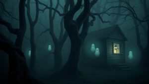 Midnight Secrets of the Haunted Forest – free AI stock image