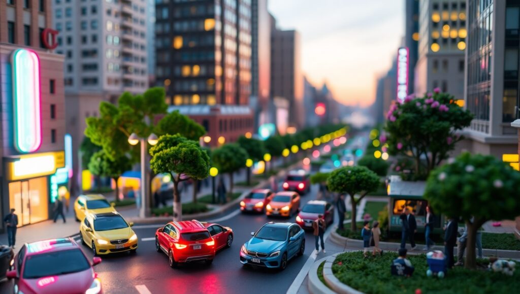 Miniature City at Dusk – free AI stock image