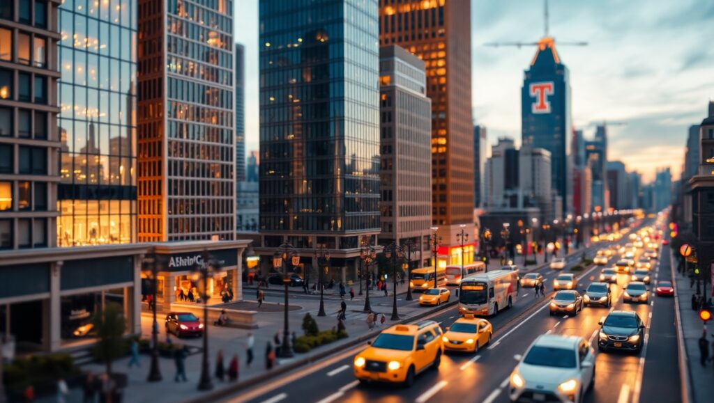 Miniature City at Dusk zgi – free AI stock image