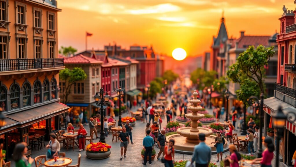 Miniature City at Sunset leE – free AI stock image