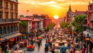 Miniature City at Sunset leE – free AI stock image