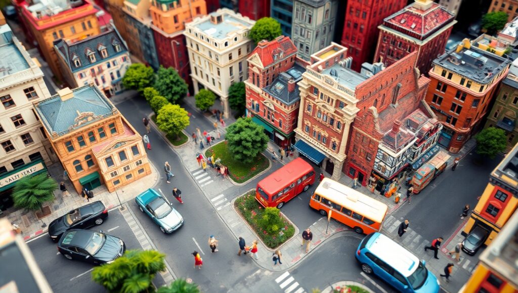 Miniature City Life in Detail – free AI stock image
