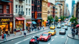 Miniature City Life in Tilt-Shift – free AI stock image