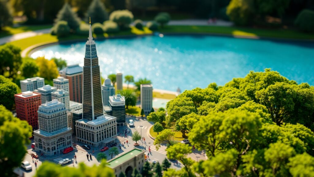 Miniature City Life in Tilt-Shift At8 – free AI stock image